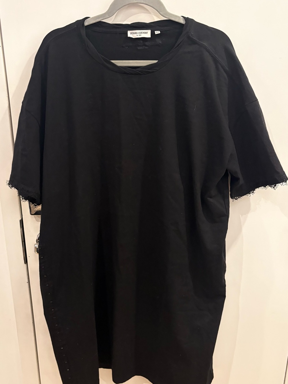 Opening Ceremony Hook and EyeBlack Short Sleeve Oversized Shirt Dress Size M